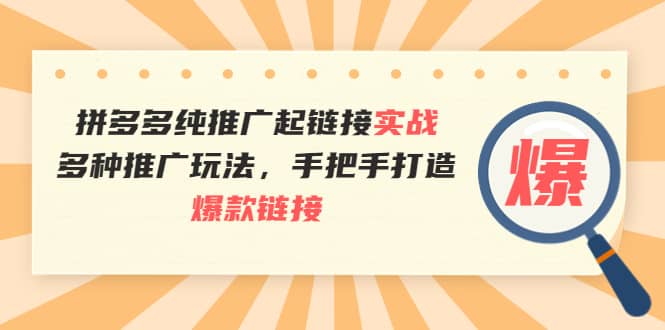 拼多多纯推广起链接实战：多种推广玩法，手把手打造爆款链接-网创社区