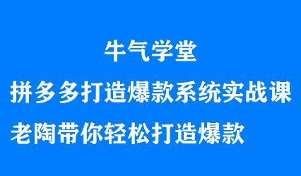 牛气学堂拼多多打造爆款系统实战课，老陶带你轻松打造爆款-网创社区