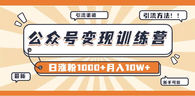 【某公众号变现营第二期】0成本日涨粉1000+让你月赚10W+（8月24号更新）-网创社区