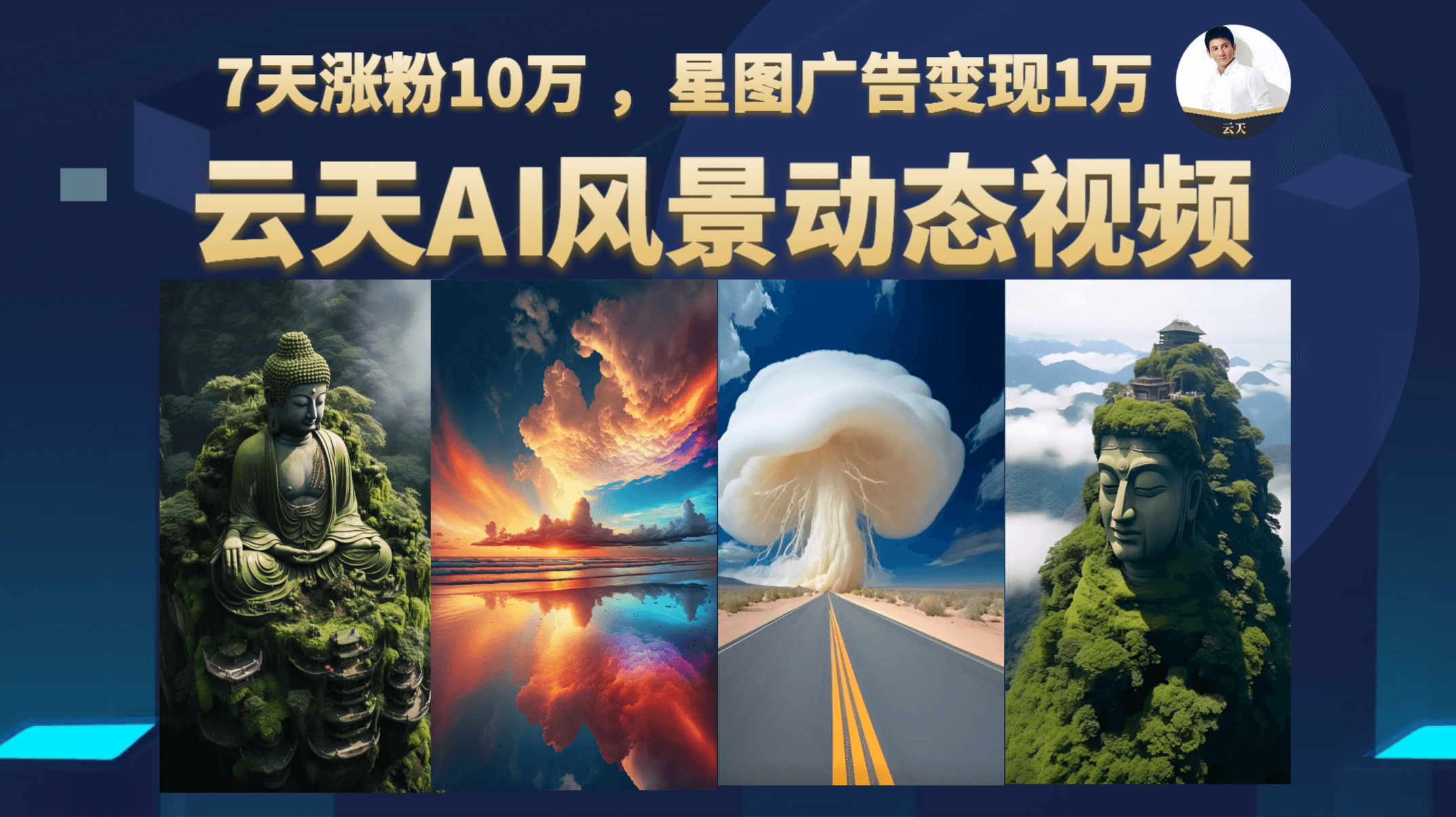 云天AI风景动图视频制作，7天涨粉10万 ，星图广告变现1万-网创社区