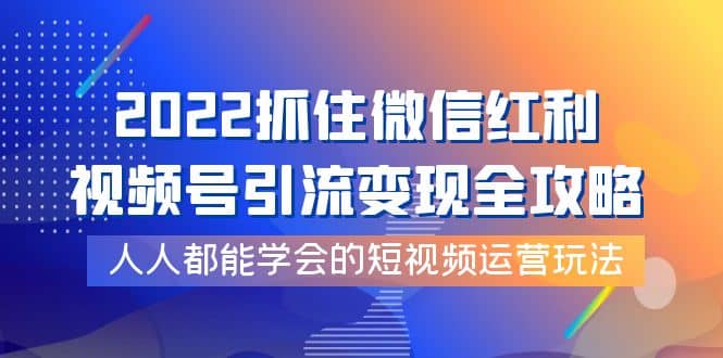 2022抓住微信红利，视频号引流变现全攻略，人人都能学会的短视频运营玩法-网创社区