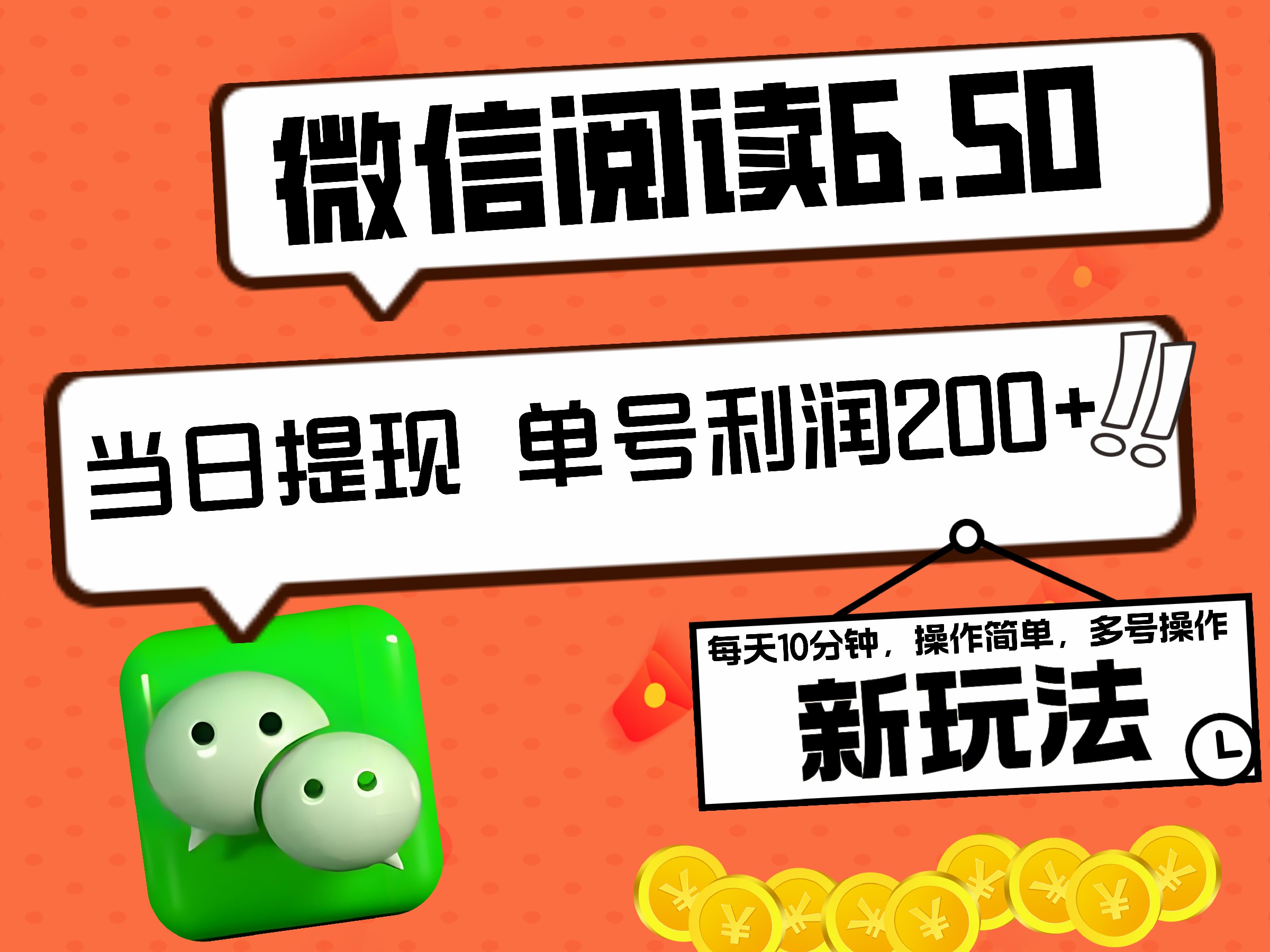 2024最新微信阅读6.50新玩法，5-10分钟 日利润200+，0成本当日提现，可矩阵多号操作-网创社区