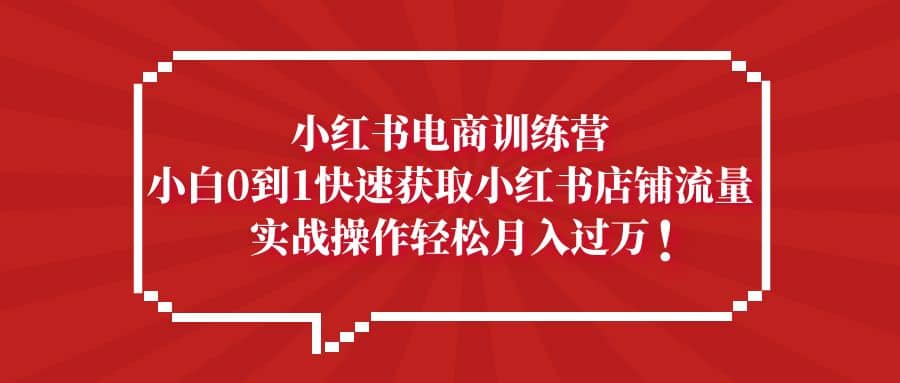 小红书电商训练营，小白0到1快速获取小红书店铺流量-网创社区
