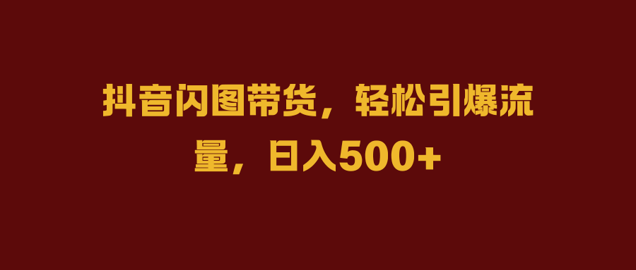抖音闪图带货，轻松引爆流量，日入500+-网创社区