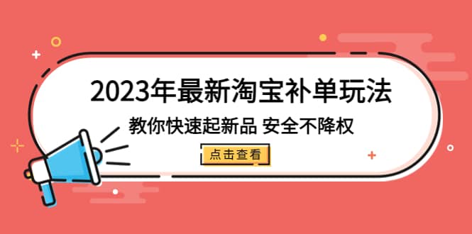 2023年最新淘宝补单玩法，教你快速起·新品，安全·不降权（18课时）-网创社区
