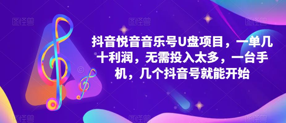 抖音音乐号U盘项目 一单几十利润 无需投入太多 一台手机 几个抖音号就开始-网创社区