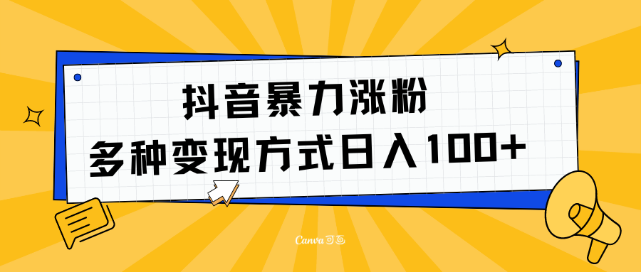 抖音暴力涨粉：多方式变现 日入100+-网创社区