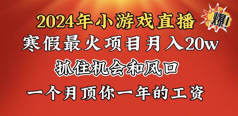 2024年寒假爆火项目，小游戏直播月入20w+，学会了之后你将翻身-网创社区
