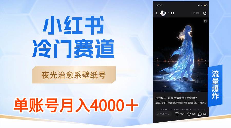 小红书冷门赛道，夜光治愈系壁纸号，单号月入4000＋-网创社区