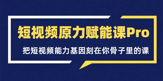 短视频原力赋能课Pro，把短视频能力基因刻在你骨子里的课（价值4999元）-网创社区