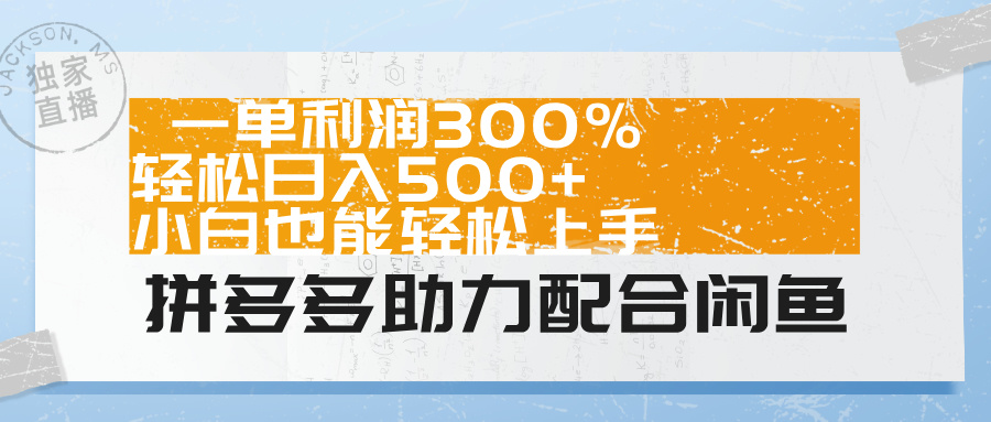 拼多多助力配合闲鱼 一单利润300% 轻松日入500+ 小白也能轻松上手！-网创社区