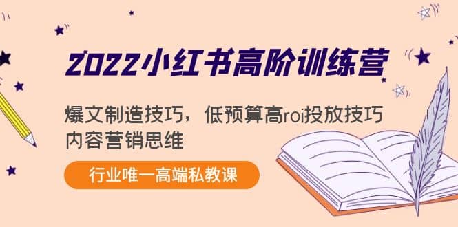 2022小红书高阶训练营：爆文制造技巧，低预算高roi投放技巧，内容营销思维-网创社区