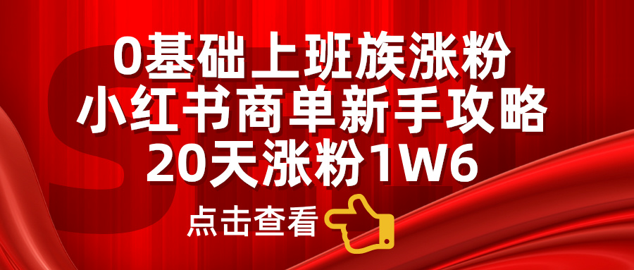 0基础上班族涨粉，小红书商单新手攻略，20天涨粉1.6w-网创社区