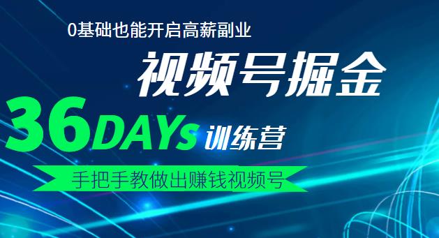 【视频号掘金营】36天手把手教做出赚钱视频号，0基础也能开启高薪副业-网创社区