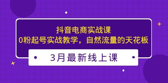 3月最新抖音电商实战课：0粉起号实战教学，自然流量的天花板-网创社区