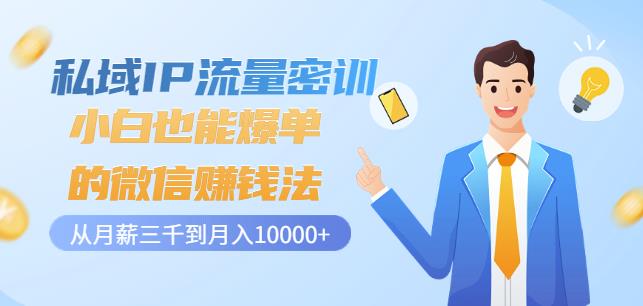 私域IP流量密训：小白也能爆单的微信赚钱法，从月薪三千到月入10000+-网创社区