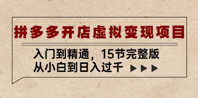 拼多多开店虚拟变现项目：入门到精通（15节完整版）-网创社区