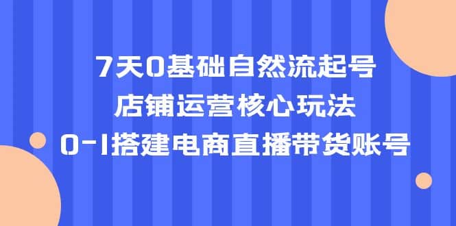 7天0基础自然流起号，店铺运营核心玩法，0-1搭建电商直播带货账号-网创社区