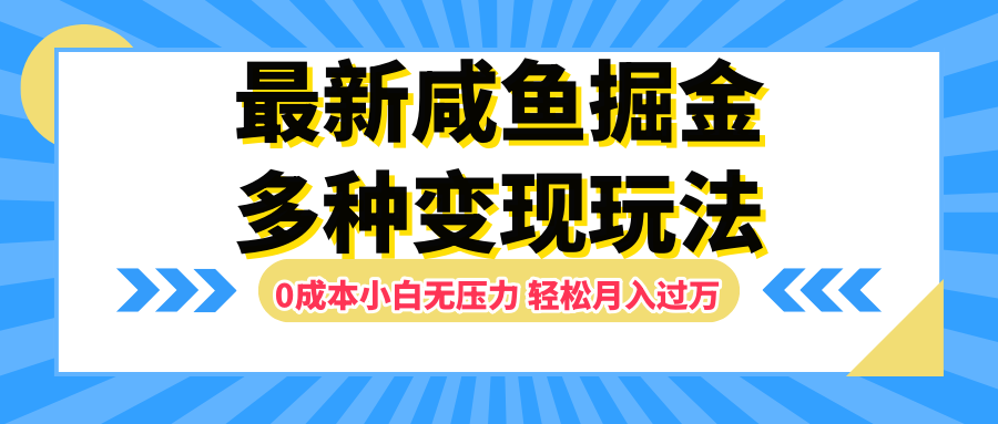 最新咸鱼掘金玩法，更新玩法，0成本小白无压力，多种变现轻松月入过万-网创社区