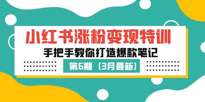 小红书涨粉变现特训·第6期，手把手教你打造爆款笔记（3月新课）-网创社区