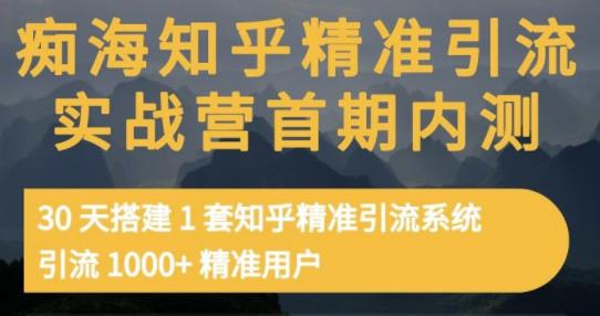 痴海知乎精准引流实战营1-2期，30天搭建1套知乎精准引流系统，引流1000+精准用户-网创社区