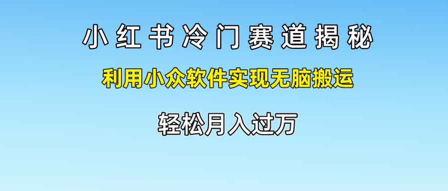小红书冷门赛道揭秘,轻松月入过万，利用小众软件实现无脑搬运，-网创社区