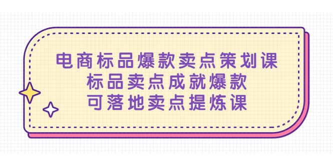 电商标品爆款卖点策划课，标品卖点成就爆款，可落地卖点提炼课-网创社区