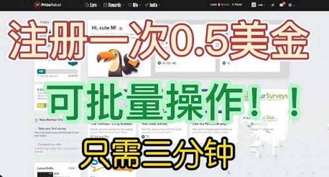 国外项目注册一次0.5美金 只需三分钟无脑操作 可批量放大 小白工作室福利-网创社区