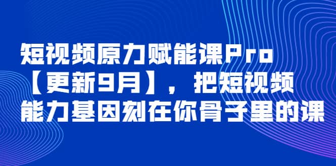 短视频原力赋能课Pro【更新9月】，把短视频能力基因刻在你骨子里的课-网创社区