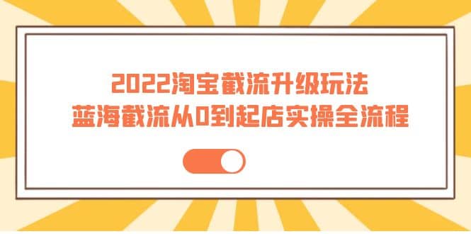 2022淘宝截流升级玩法：蓝海截流从0到起店实操全流程 价值千元-网创社区