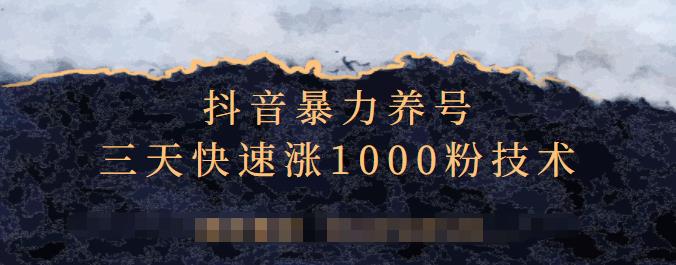 抖音暴力养号，三天快速涨1000粉技术【视频课程】-网创社区