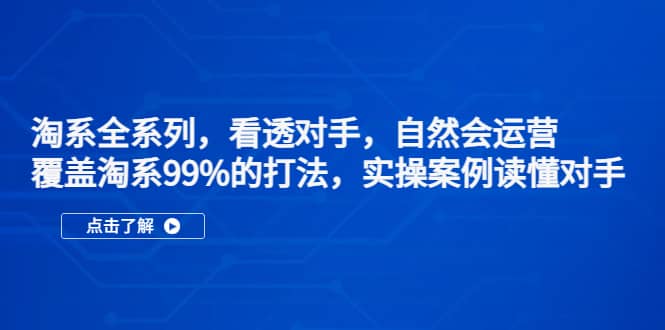 淘系全系列，看透对手，自然会运营，覆盖淘系99%·打法，实操案例读懂对手-网创社区