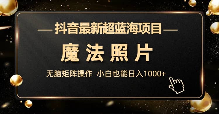 抖音最新超蓝海项目，魔法照片，无脑矩阵操作，小白也能日入1000+-网创社区