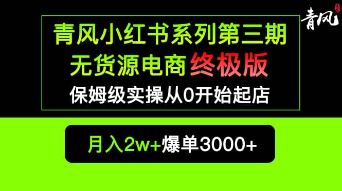 小红书无货源电商爆单终极版【视频教程+实战手册】保姆级实操从0起店爆单-网创社区