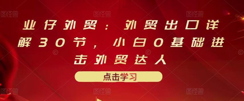 业仔外贸：外贸出口详解30节，小白0基础进击外贸达人 价值666元-网创社区