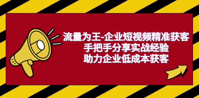 流量为王-企业 短视频精准获客，手把手分享实战经验，助力企业低成本获客-网创社区