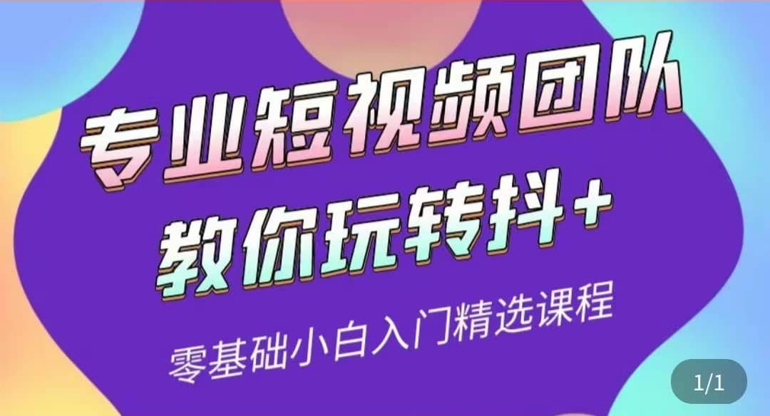 专业短视频团队教你玩转抖+0基础小白入门精选课程（价值399元）-网创社区