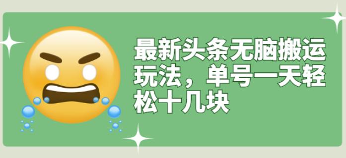 最新头条无脑搬运玩法，单号一天轻松十几块【视频教程+搬运软件】-网创社区