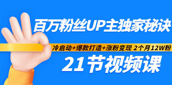 百万粉丝UP主独家秘诀：冷启动+爆款打造+涨粉变现2个月12W粉（21节视频课)-网创社区