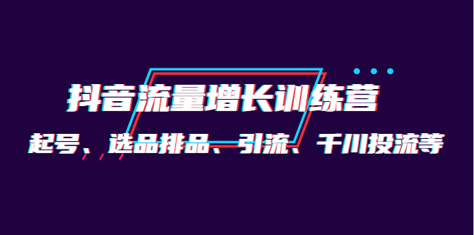 月销1.6亿实操团队·抖音流量增长训练营：起号、选品排品、引流 千川投流等-网创社区