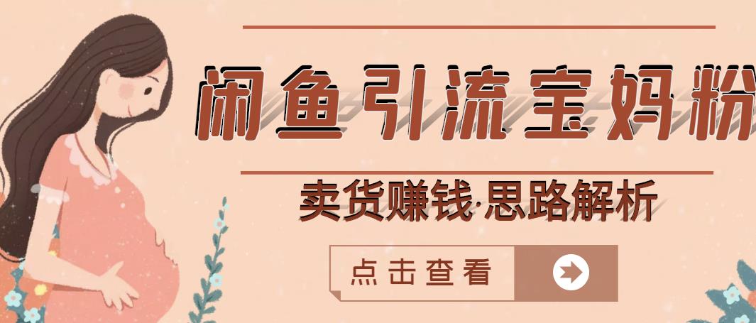 闲鱼引流宝妈粉+卖货赚钱一个月收益30000+（实操视频教程）-网创社区
