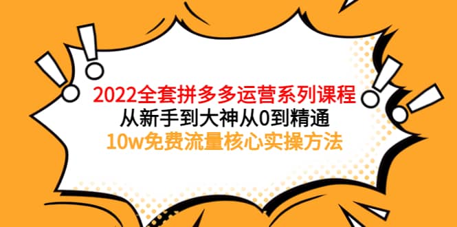 2022全套拼多多运营课程，从新手到大神从0到精通，10w免费流量核心实操方法-网创社区