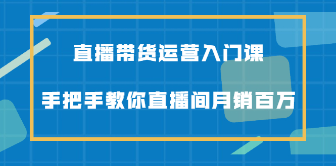 直播带货运营入门课，手把手教你直播间月销百万-网创社区