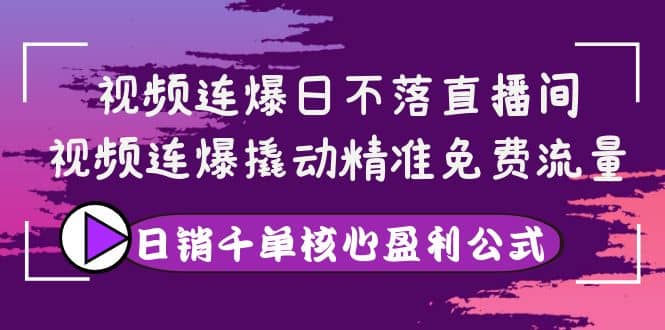 视频连爆日不落直播间，视频连爆撬动精准免费流量，日销千单核心盈利公式-网创社区