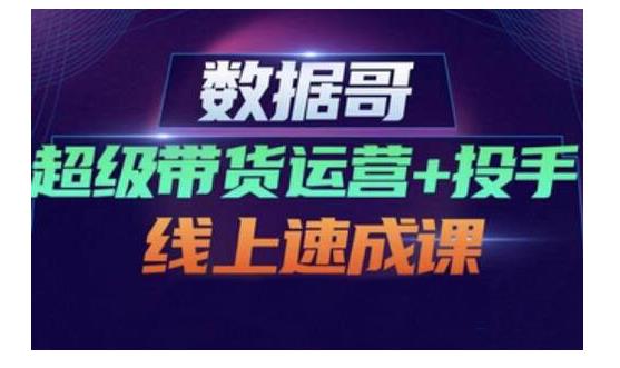 数据哥·超级带货运营+投手线上速成课，快速提升运营和熟悉学会投手技巧-网创社区
