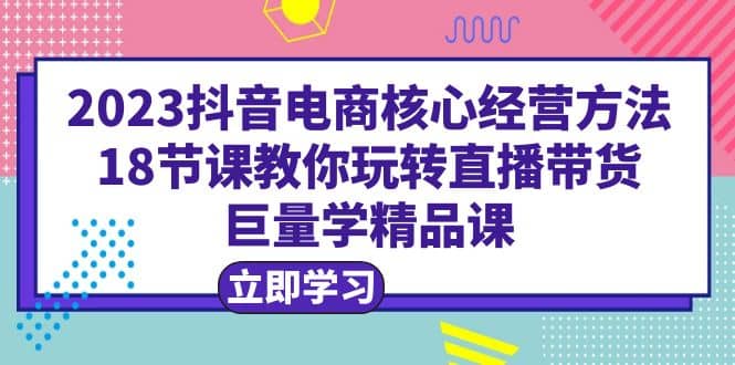 2023抖音电商核心经营方法：18节课教你玩转直播带货，巨量学精品课-网创社区