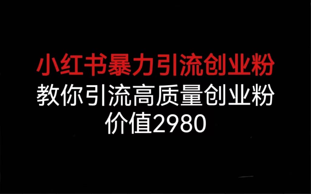 小红书暴力引流创业粉，教你引流高质量创业粉，价值2980-网创社区
