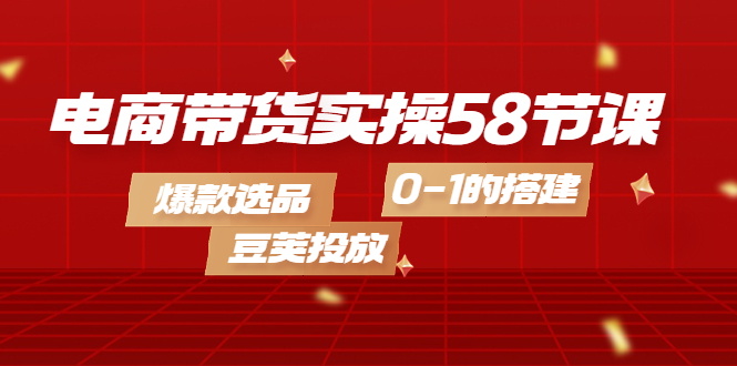 电商带货实操58节课，爆款选品，豆荚投放，0-1的搭建-网创社区