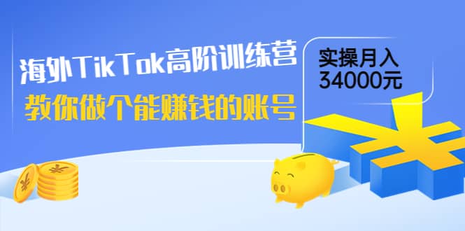 海外TikTok高阶训练营：教你做个能赚钱的账号，实操月入34000元！-网创社区