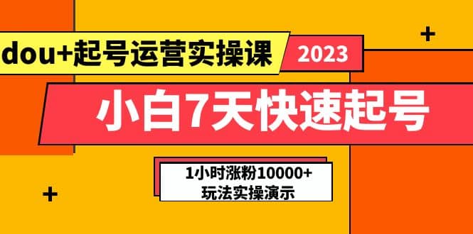 小白7天快速起号：dou+起号运营实操课，实战1小时涨粉10000+玩法演示-网创社区